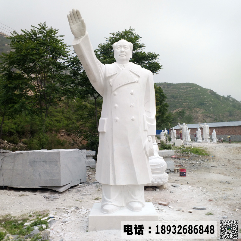 石雕汉白玉毛主席站像图片价格,校园文化广场人物雕像摆放